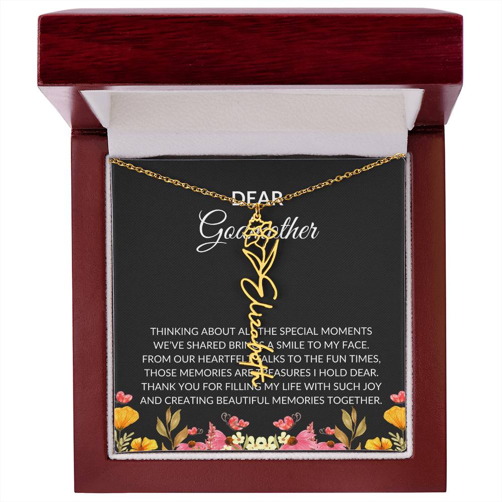 Flower Name Necklace for Dear Godmother | A Unique Floral Design to Celebrate Godmother Bond | Godmother Gift