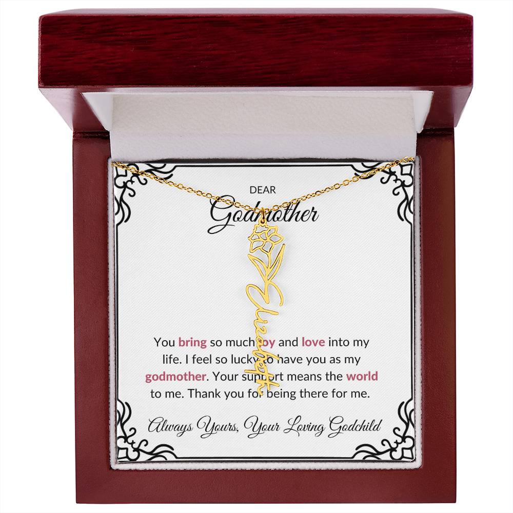 Flower Name Necklace for Lovely Godmother | A Whimsical Gift to Brighten Her Day | Godmother Gift