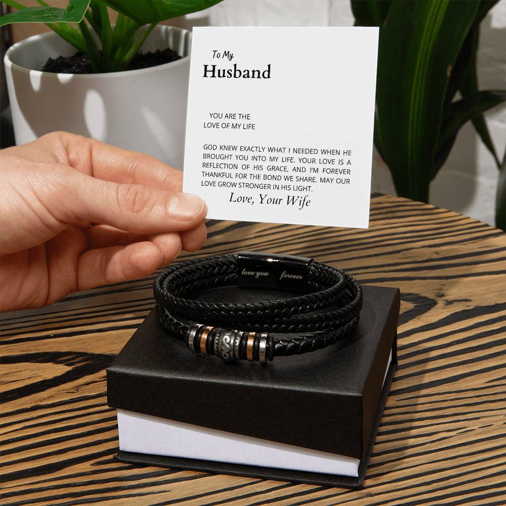 To My Husband, The Love of My Life | Infinite Bracelet | Heartfelt Jewelry for Him | Gift from Wife to Husband