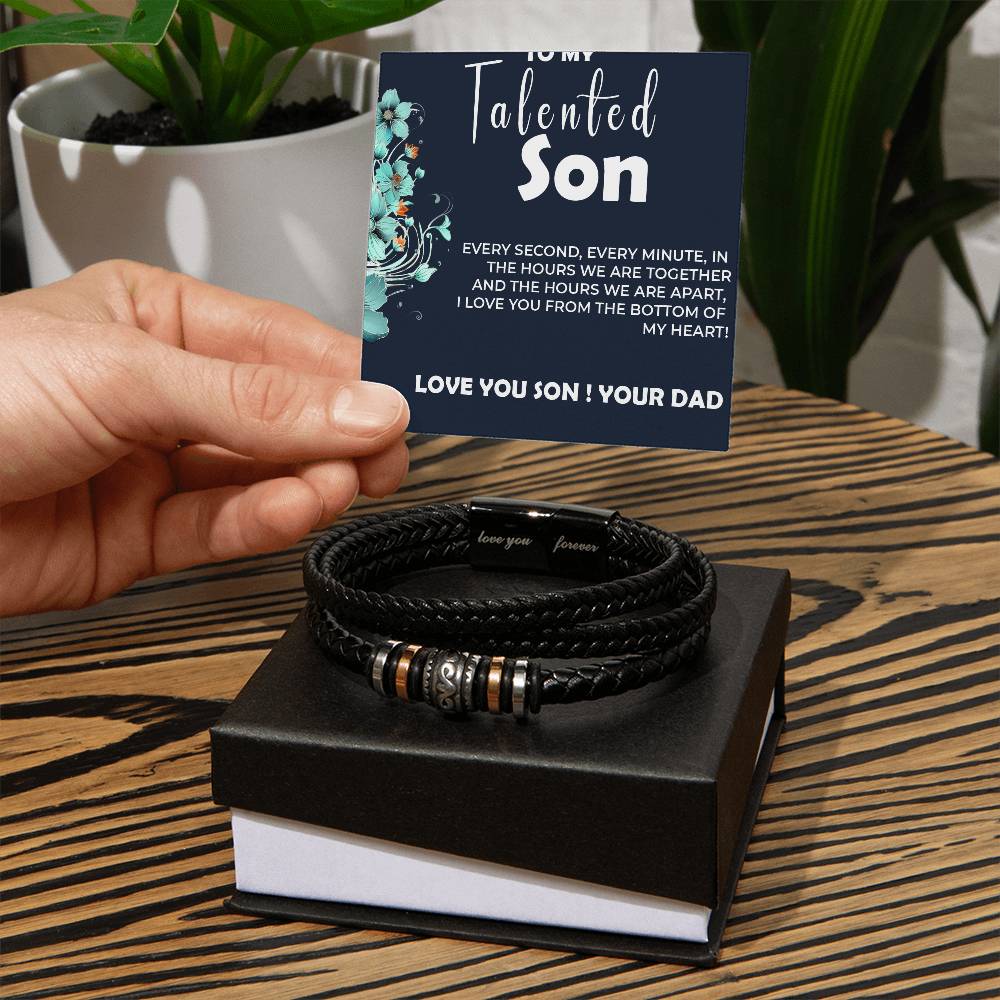 To My Talented Son | Infinite Love Bracelet from Dad to Son | Personalized Jewelry Gift for Son