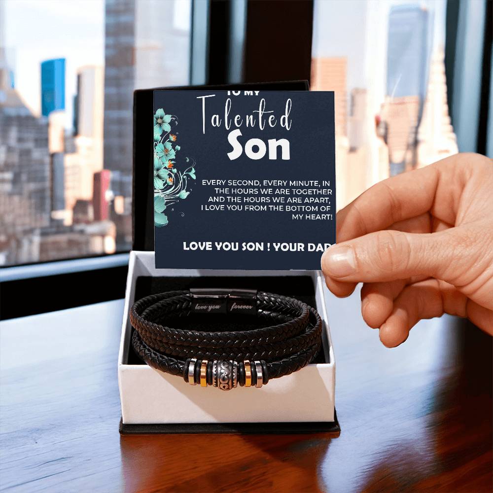 To My Talented Son | Infinite Love Bracelet from Dad to Son | Personalized Jewelry Gift for Son