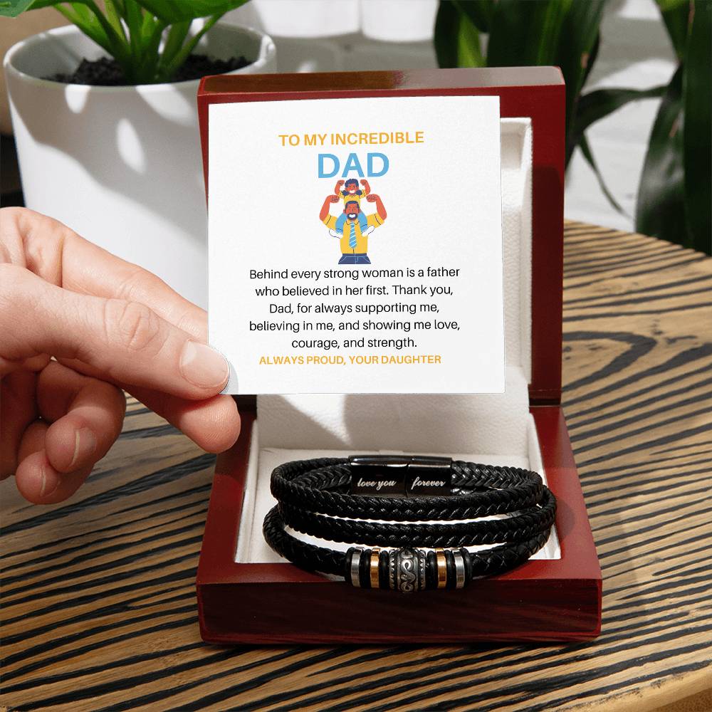 Strong Women Are Raised by Strong Dads – Leather Bracelet Gift from Daughter to Father