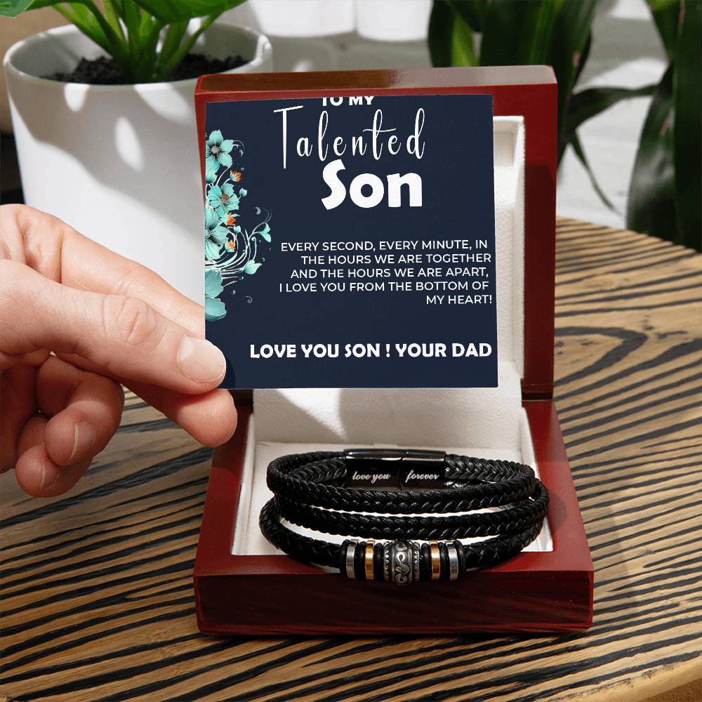 To My Talented Son | Infinite Love Bracelet from Dad to Son | Personalized Jewelry Gift for Son
