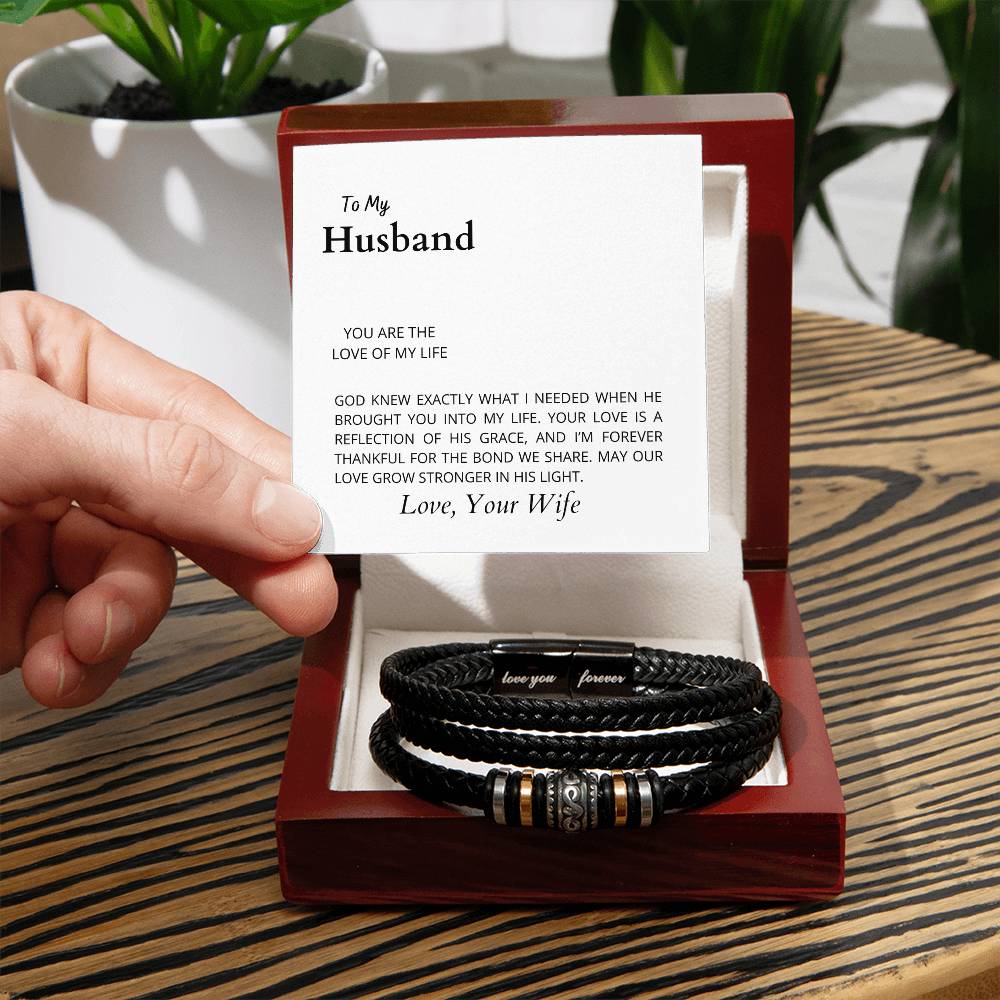 To My Husband, The Love of My Life | Infinite Bracelet | Heartfelt Jewelry for Him | Gift from Wife to Husband