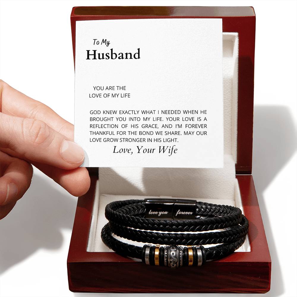 To My Husband, The Love of My Life | Infinite Bracelet | Heartfelt Jewelry for Him | Gift from Wife to Husband