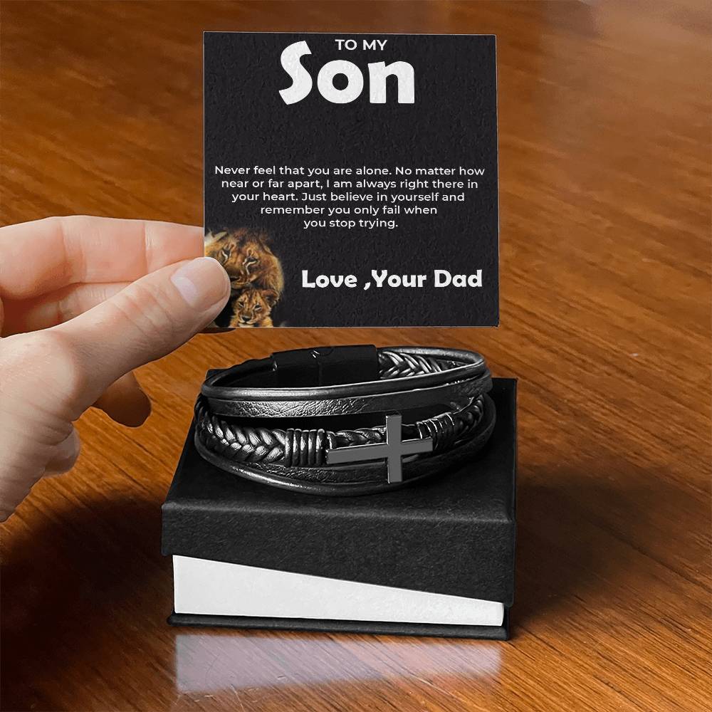 To My Brave Son | Cross Bracelet from Dad | Gift for Son on Birthday, Graduation, or Any Occasion