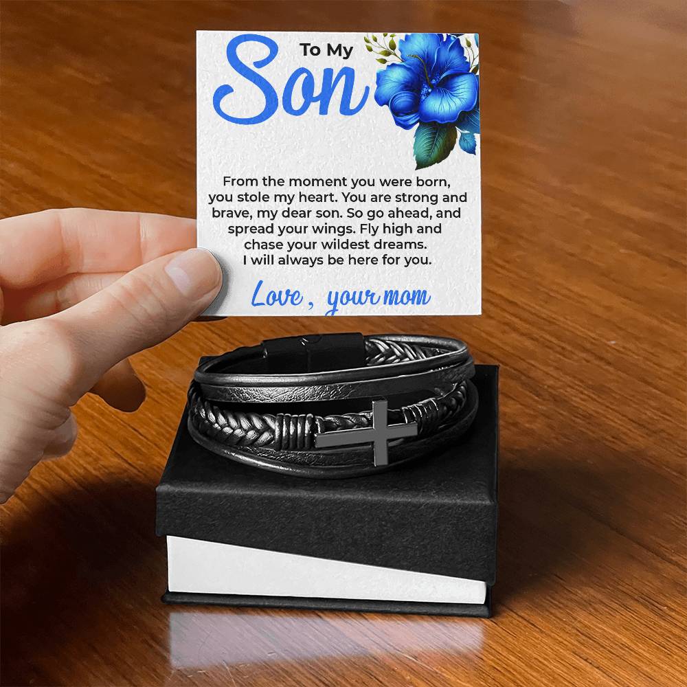 To My Dear Son | Cross Bracelet Gift from Mom | Meaningful Keepsake Jewelry for Son