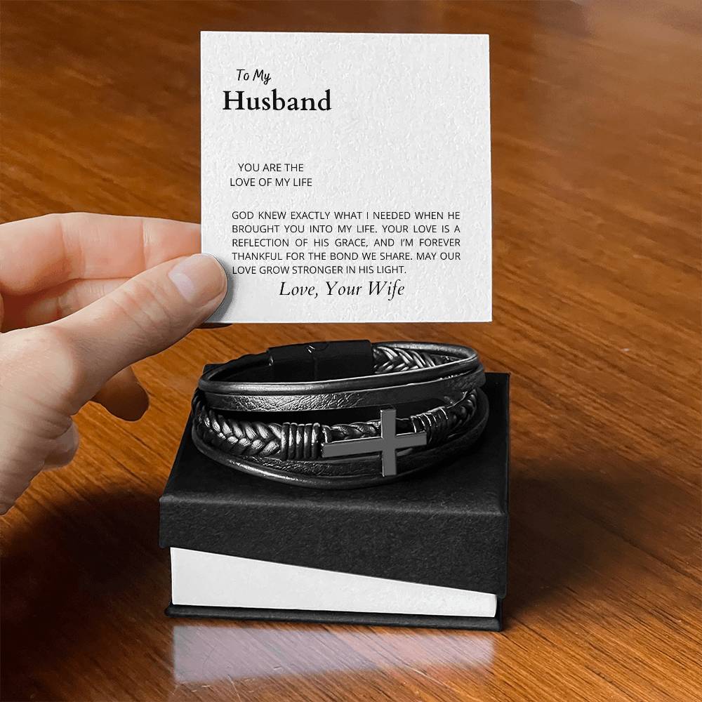 To My Husband, The Love of My Life | Cross Bracelet | Romantic Gift for Any Occasion | Gift from Wife to Husband