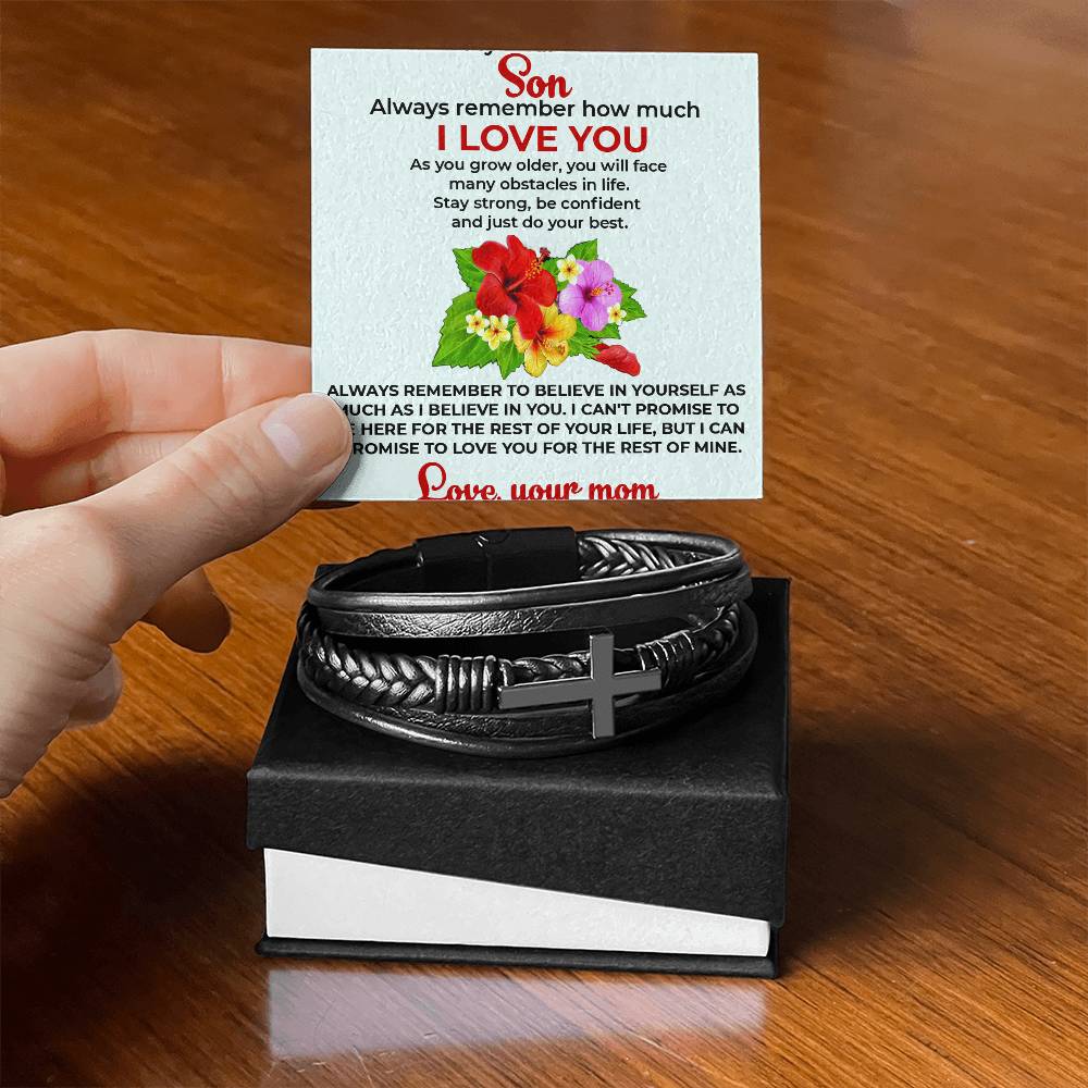To My Beautiful Boy | Cross Bracelet from Mom | Heartfelt Jewelry Gift for Any Special Occasion