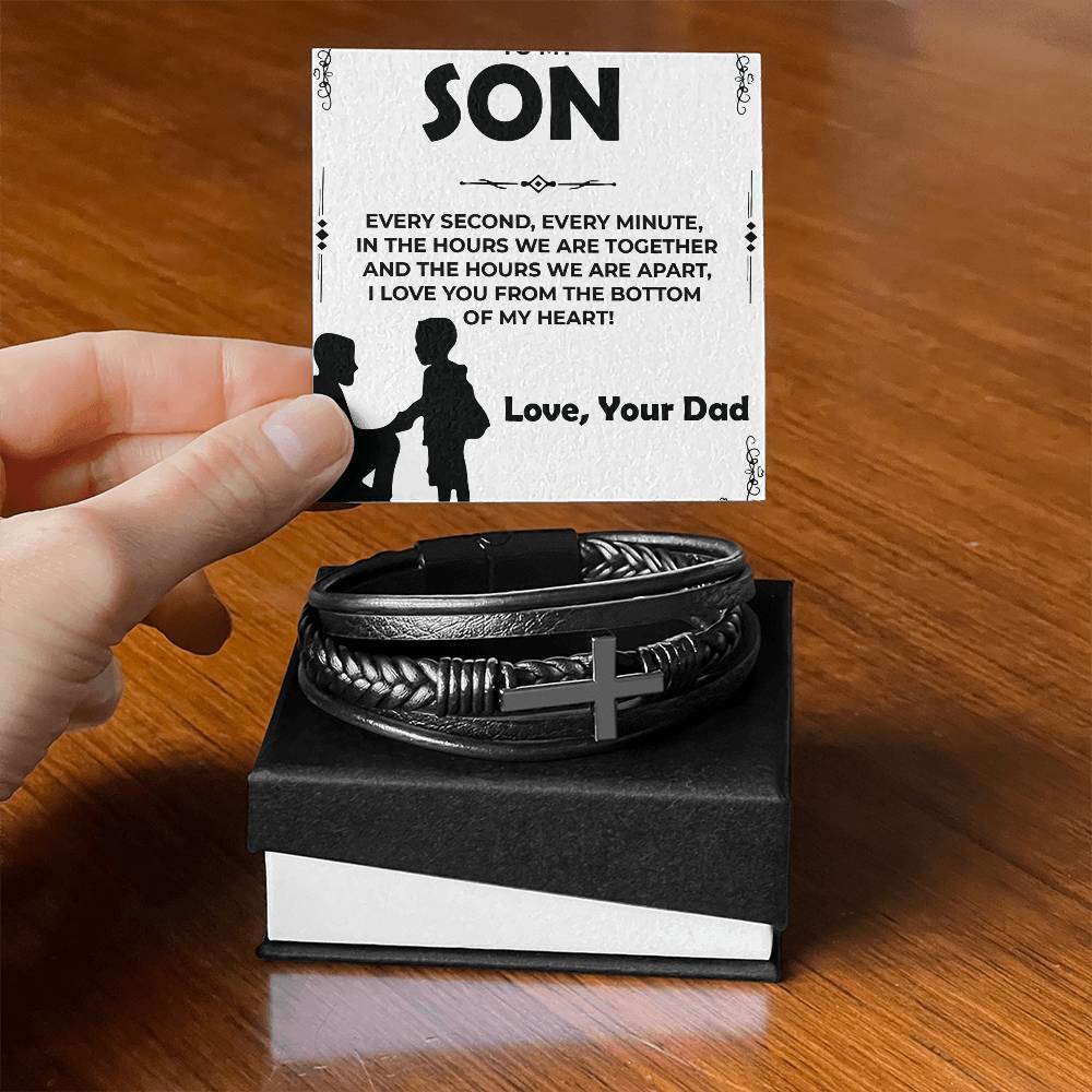 Dear Son | Cross Bracelet Gift for Son | Sentimental Jewelry from Dad to Son
