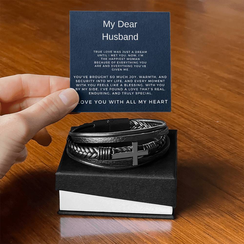 My Dear Husband | Cross Bracelet | Elegant Keepsake of Faith and Love | Gift from Wife to Husband
