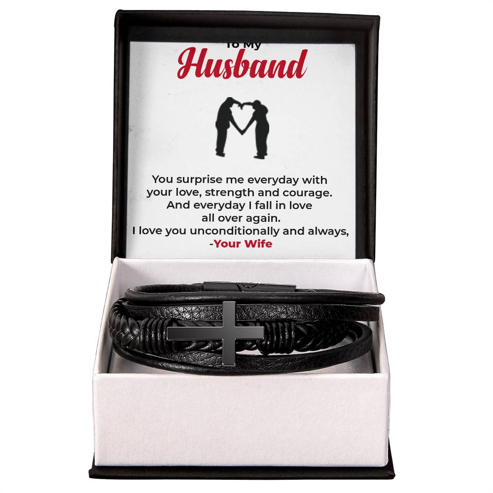 To My Husband, The Love of My Life | Cross Bracelet Gift | Perfect Anniversary Present | Gift from Wife to Husband