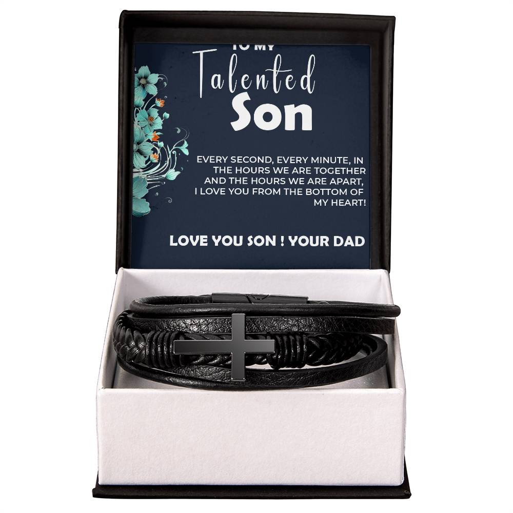 To My Talented Son | Cross Bracelet Gift from Dad to Son | Personalized Keepsake Jewelry