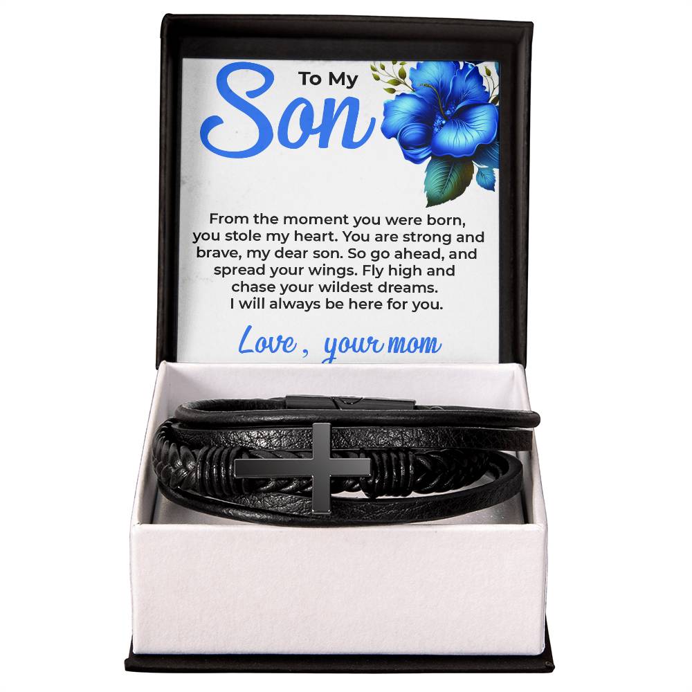 To My Dear Son | Cross Bracelet Gift from Mom | Meaningful Keepsake Jewelry for Son