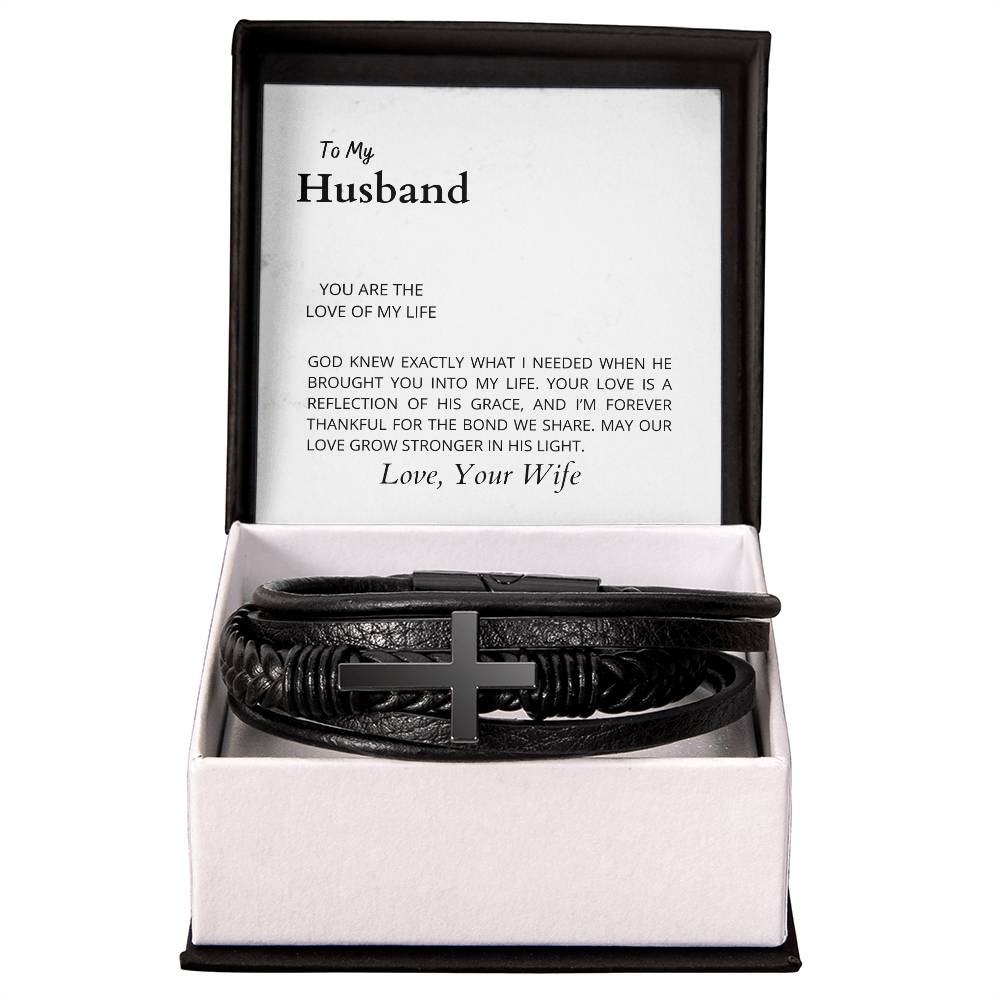 To My Husband, The Love of My Life | Cross Bracelet | Romantic Gift for Any Occasion | Gift from Wife to Husband