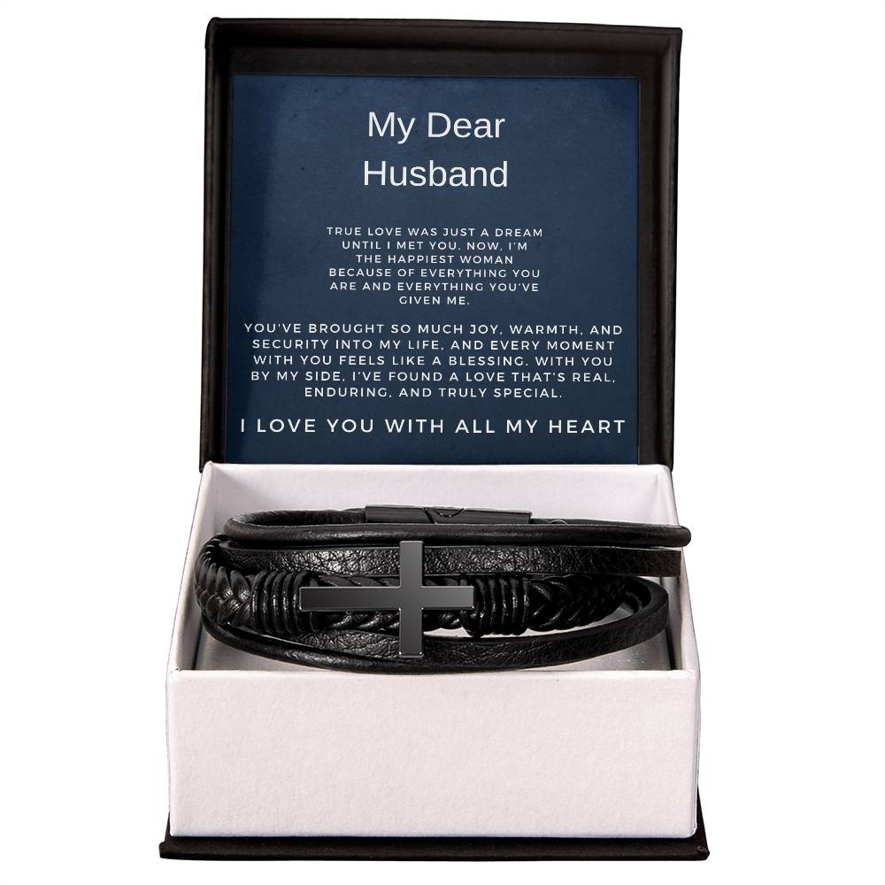 My Dear Husband | Cross Bracelet | Elegant Keepsake of Faith and Love | Gift from Wife to Husband