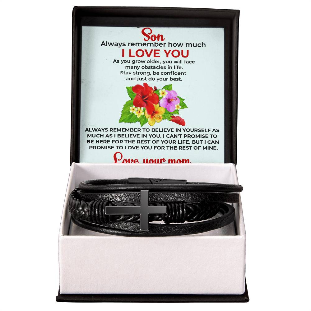 To My Beautiful Boy | Cross Bracelet from Mom | Heartfelt Jewelry Gift for Any Special Occasion
