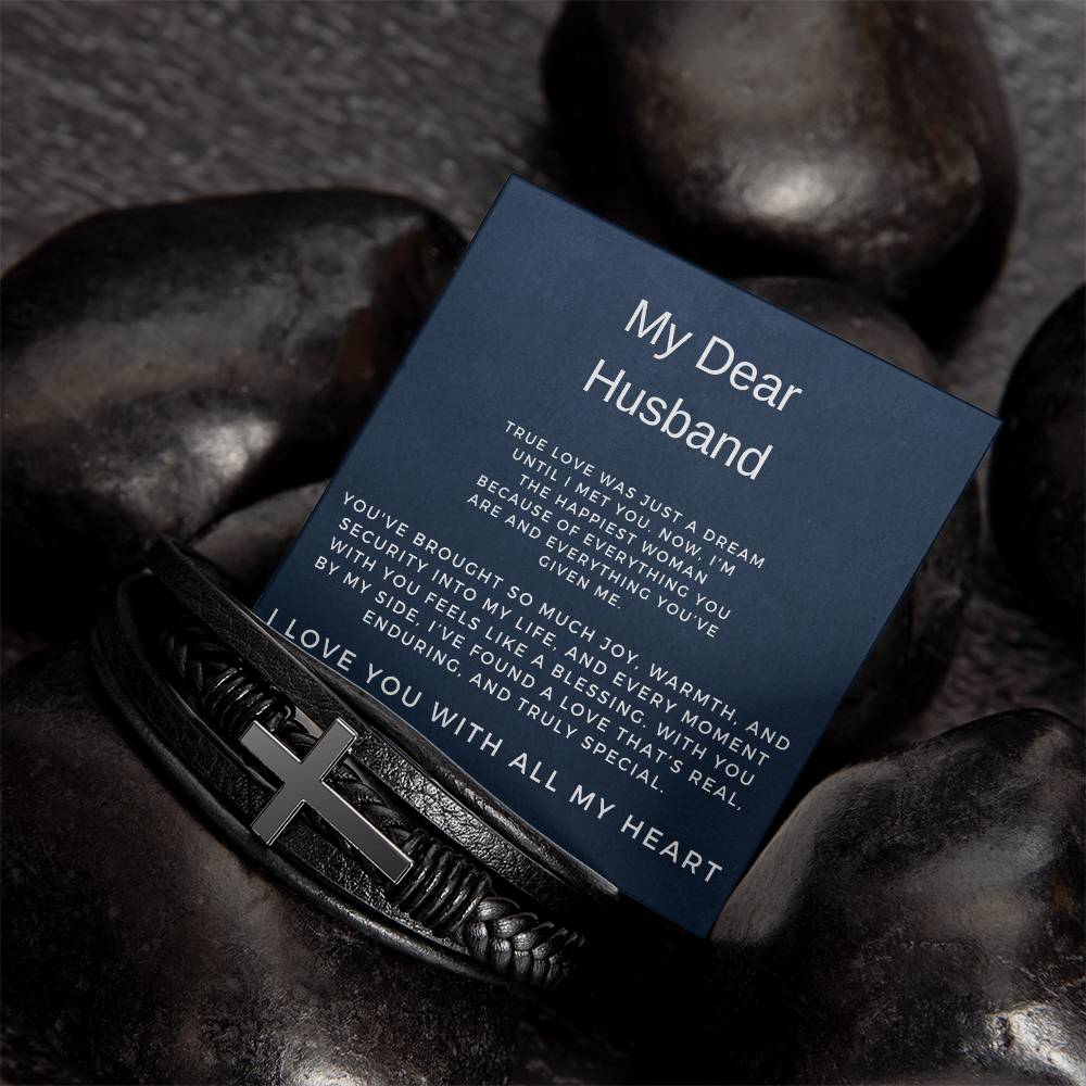 My Dear Husband | Cross Bracelet | Elegant Keepsake of Faith and Love | Gift from Wife to Husband