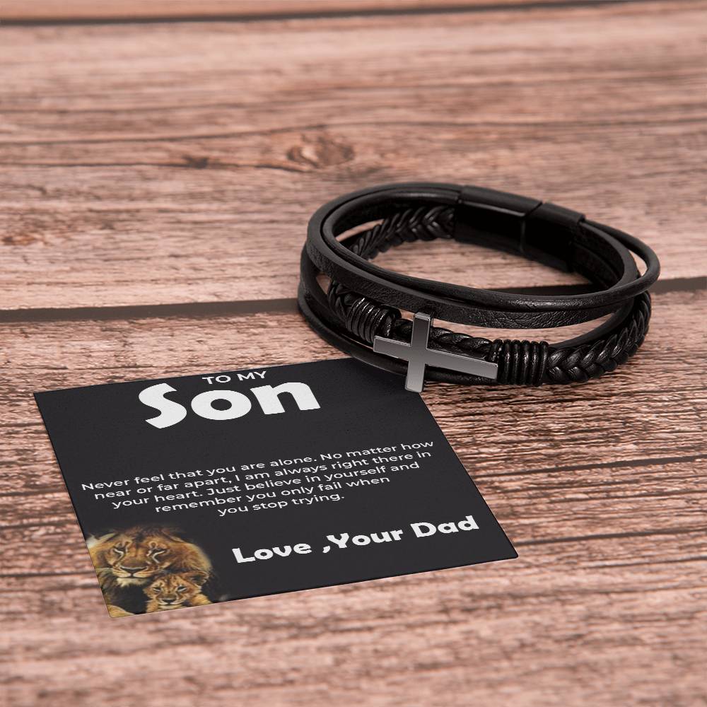 To My Brave Son | Cross Bracelet from Dad | Gift for Son on Birthday, Graduation, or Any Occasion