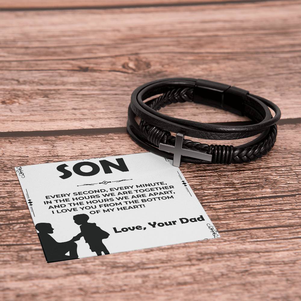 Dear Son | Cross Bracelet Gift for Son | Sentimental Jewelry from Dad to Son