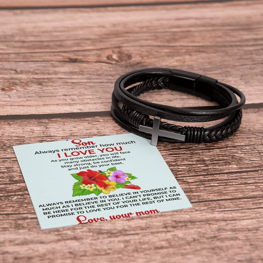 To My Beautiful Boy | Cross Bracelet from Mom | Heartfelt Jewelry Gift for Any Special Occasion