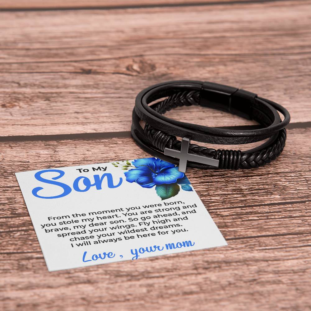 To My Dear Son | Cross Bracelet Gift from Mom | Meaningful Keepsake Jewelry for Son