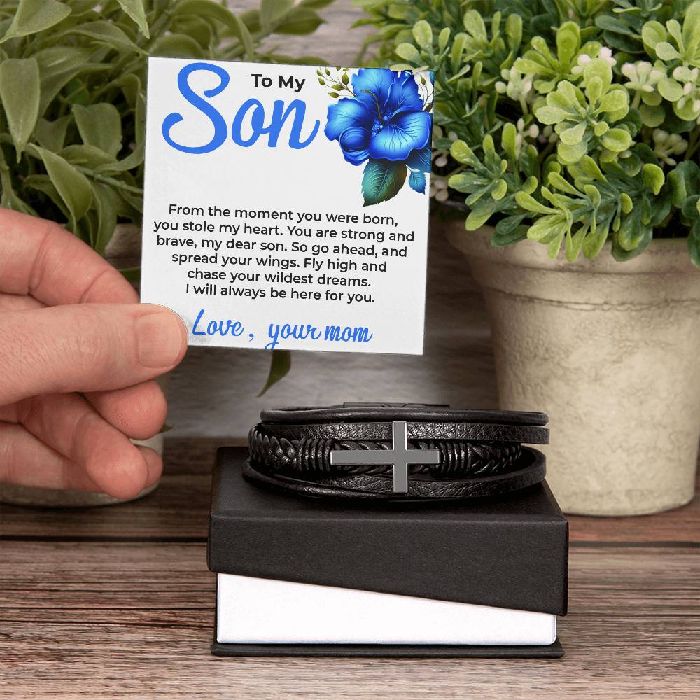 To My Dear Son | Cross Bracelet Gift from Mom | Meaningful Keepsake Jewelry for Son
