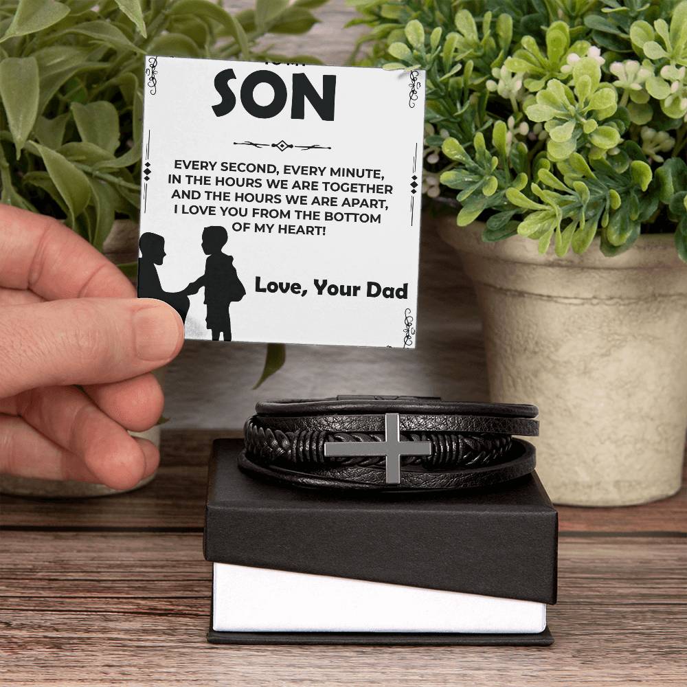 Dear Son | Cross Bracelet Gift for Son | Sentimental Jewelry from Dad to Son