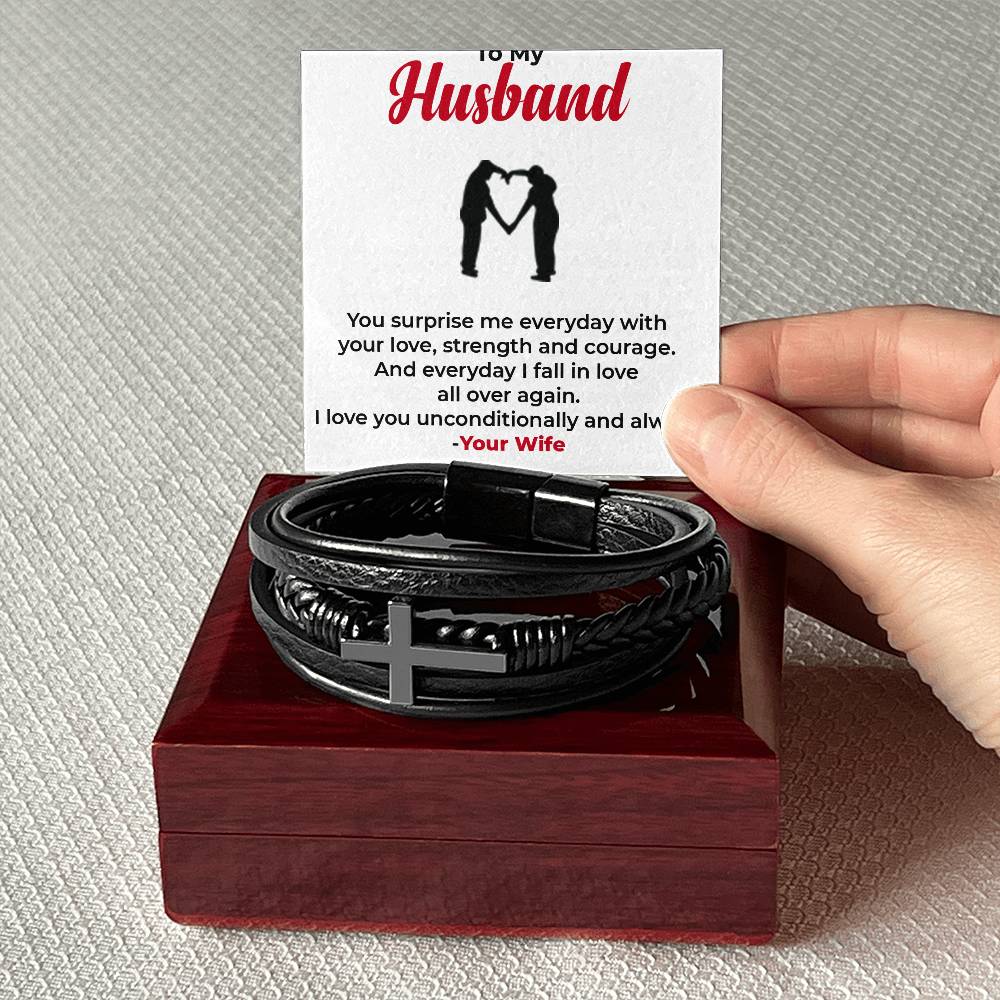 To My Husband, The Love of My Life | Cross Bracelet Gift | Perfect Anniversary Present | Gift from Wife to Husband