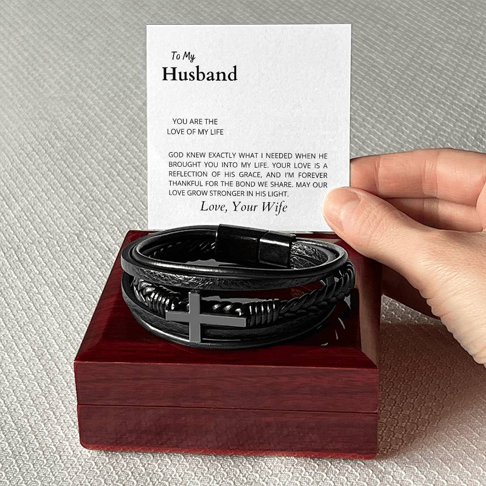 To My Husband, The Love of My Life | Cross Bracelet | Romantic Gift for Any Occasion | Gift from Wife to Husband