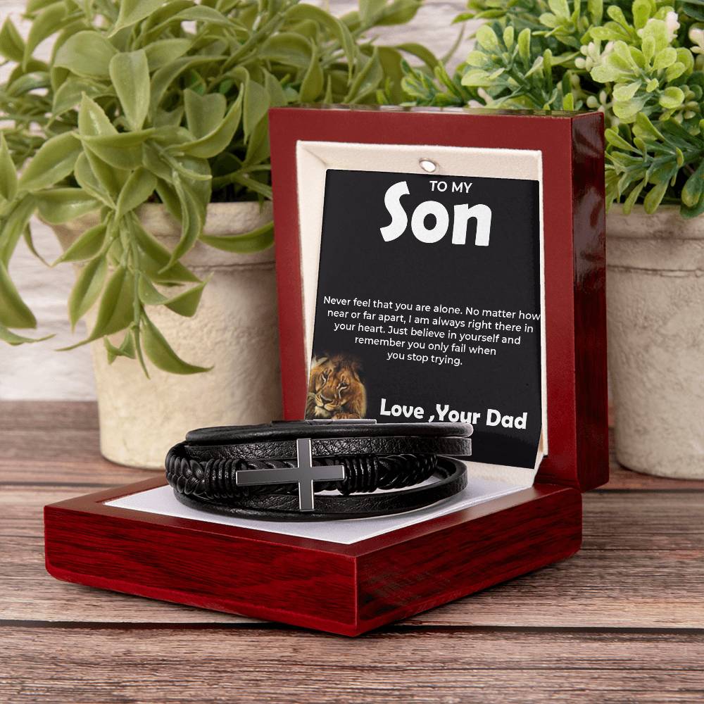 To My Brave Son | Cross Bracelet from Dad | Gift for Son on Birthday, Graduation, or Any Occasion