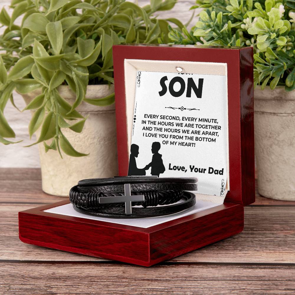 Dear Son | Cross Bracelet Gift for Son | Sentimental Jewelry from Dad to Son