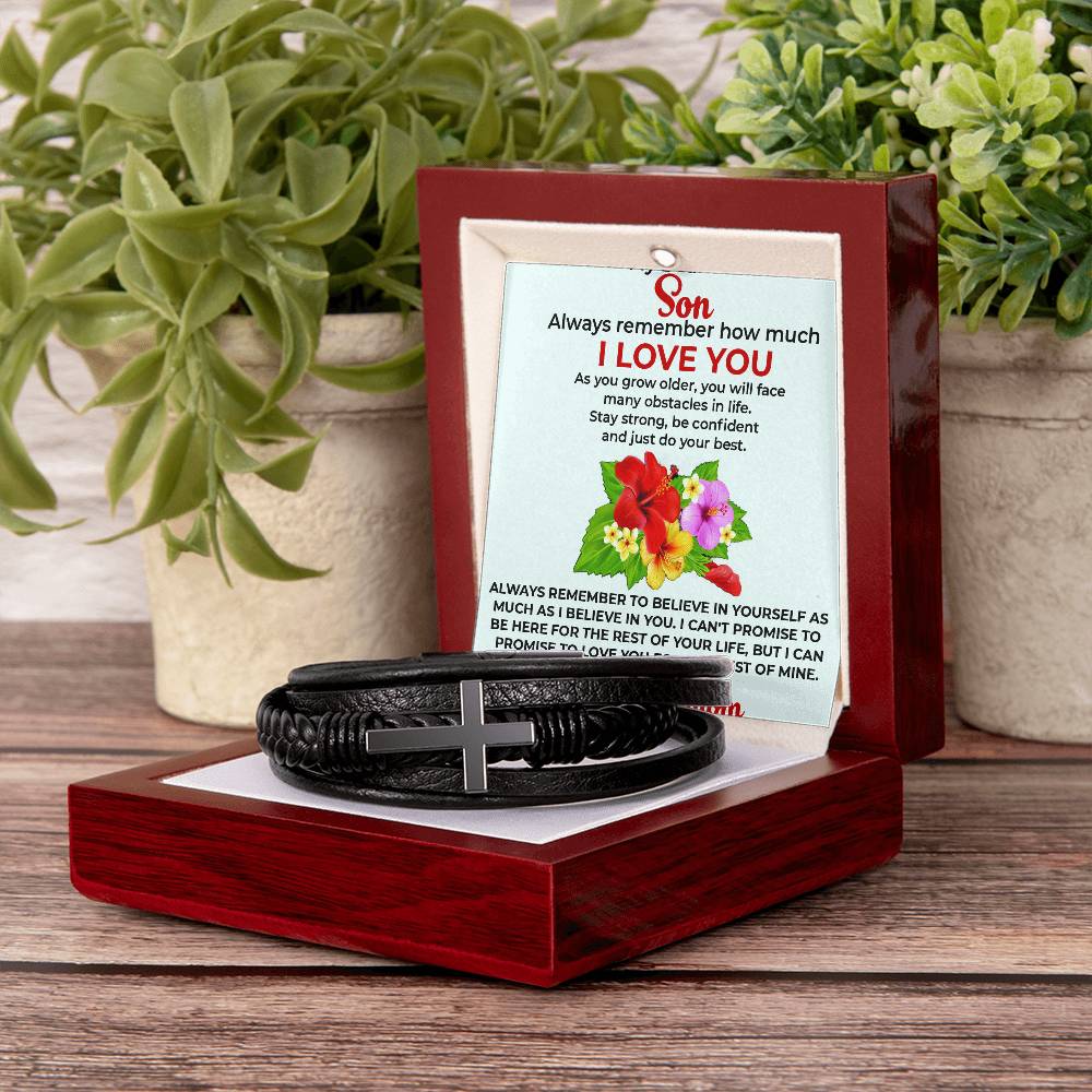 To My Beautiful Boy | Cross Bracelet from Mom | Heartfelt Jewelry Gift for Any Special Occasion