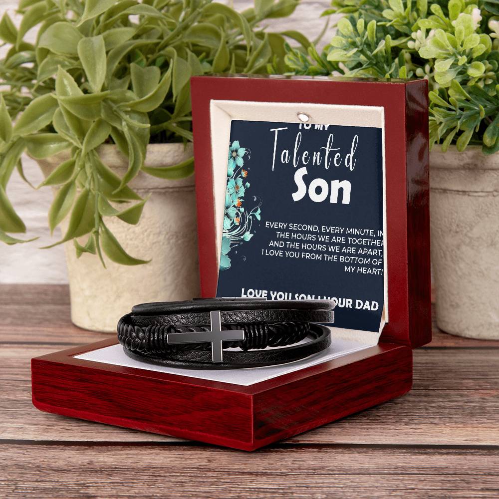 To My Talented Son | Cross Bracelet Gift from Dad to Son | Personalized Keepsake Jewelry