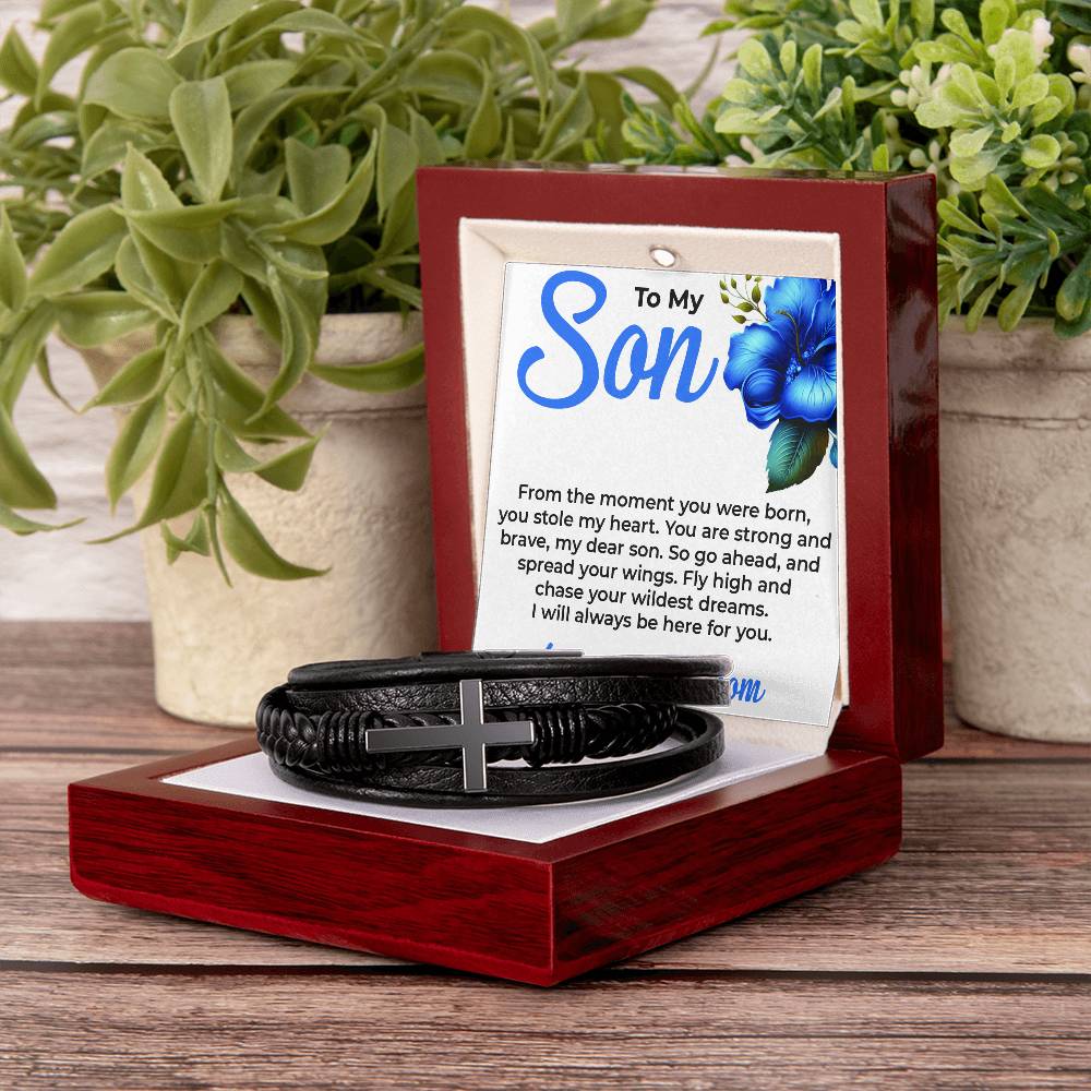 To My Dear Son | Cross Bracelet Gift from Mom | Meaningful Keepsake Jewelry for Son