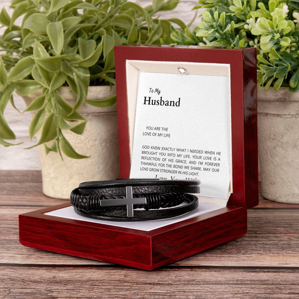 To My Husband, The Love of My Life | Cross Bracelet | Romantic Gift for Any Occasion | Gift from Wife to Husband