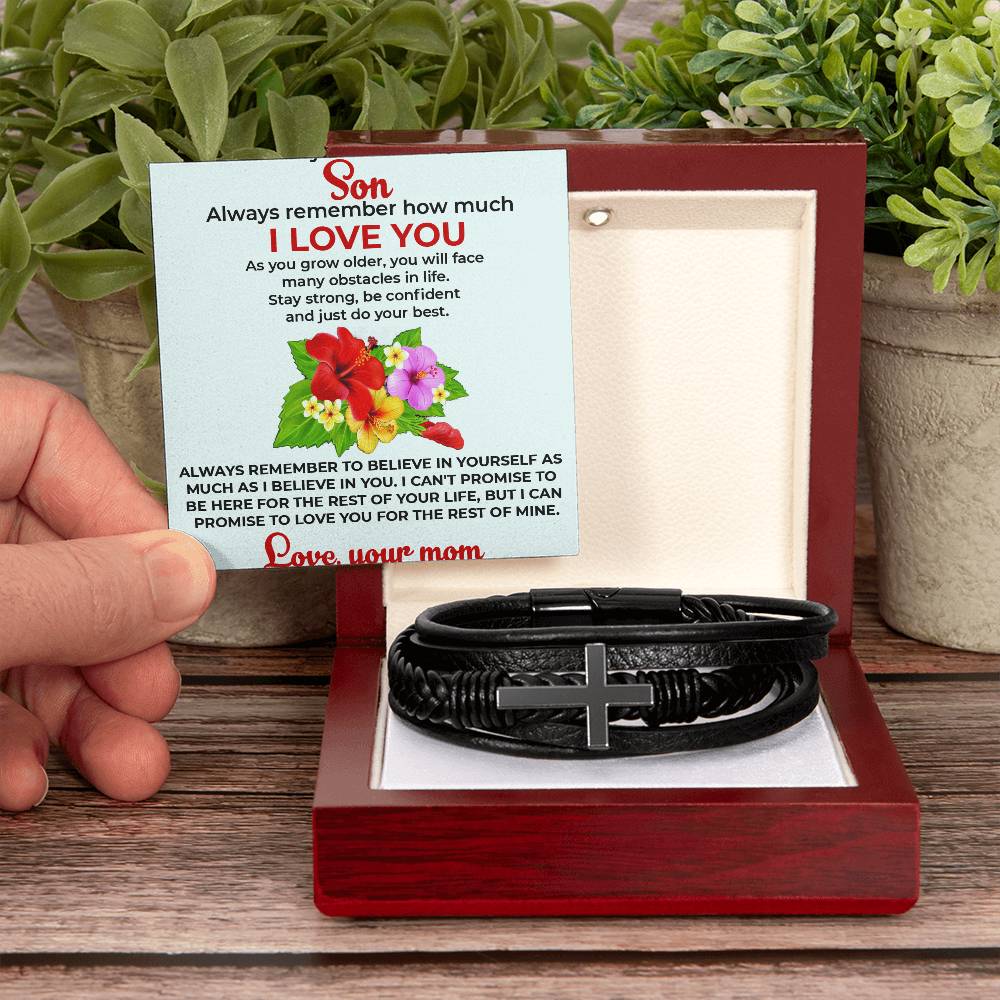 To My Beautiful Boy | Cross Bracelet from Mom | Heartfelt Jewelry Gift for Any Special Occasion