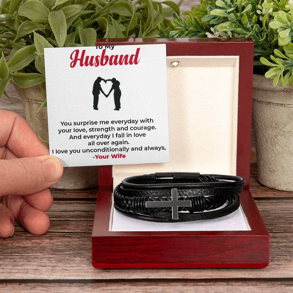 To My Husband, The Love of My Life | Cross Bracelet Gift | Perfect Anniversary Present | Gift from Wife to Husband