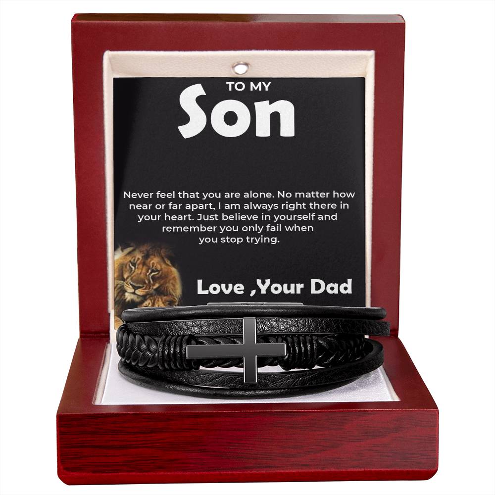 To My Brave Son | Cross Bracelet from Dad | Gift for Son on Birthday, Graduation, or Any Occasion