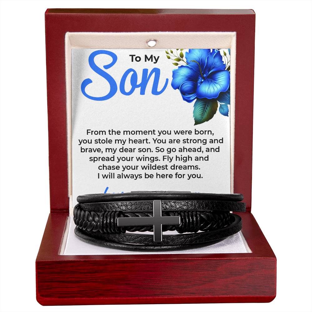 To My Dear Son | Cross Bracelet Gift from Mom | Meaningful Keepsake Jewelry for Son