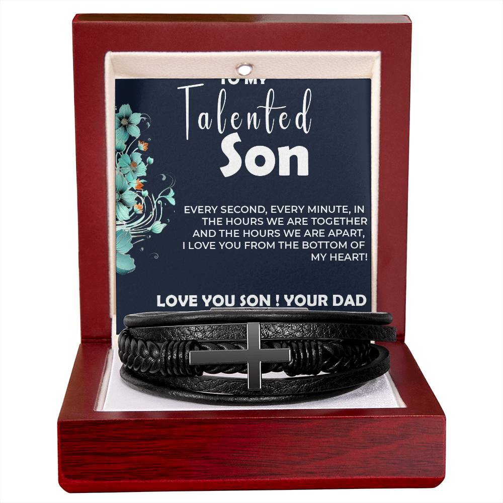 To My Talented Son | Cross Bracelet Gift from Dad to Son | Personalized Keepsake Jewelry