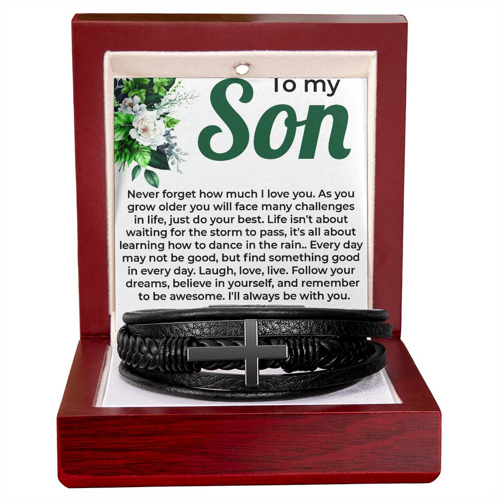 To My Lovely Boy | Cross Bracelet from Mom to Son | Perfect Gift for Birthday, Holiday, or Graduation