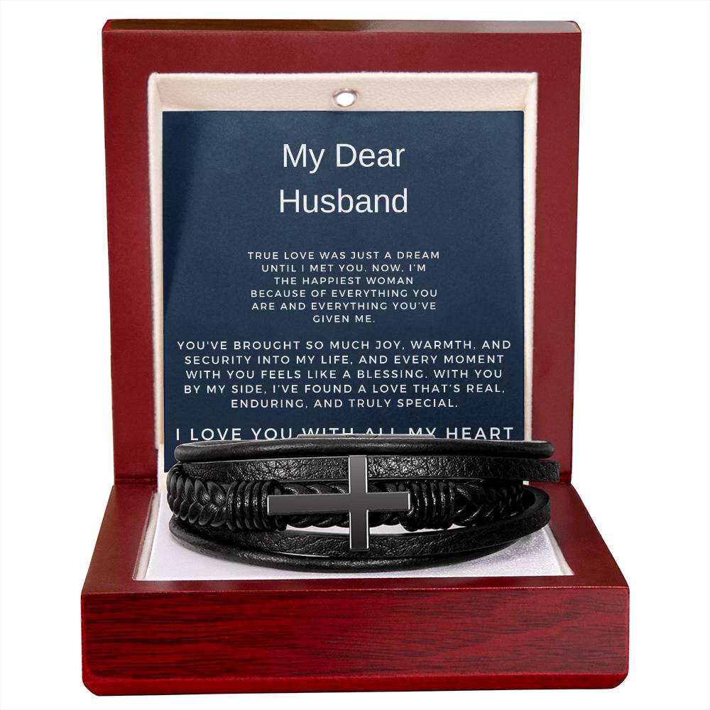 My Dear Husband | Cross Bracelet | Elegant Keepsake of Faith and Love | Gift from Wife to Husband