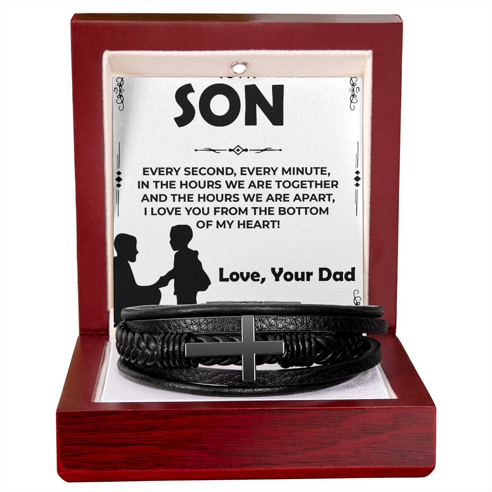 Dear Son | Cross Bracelet Gift for Son | Sentimental Jewelry from Dad to Son