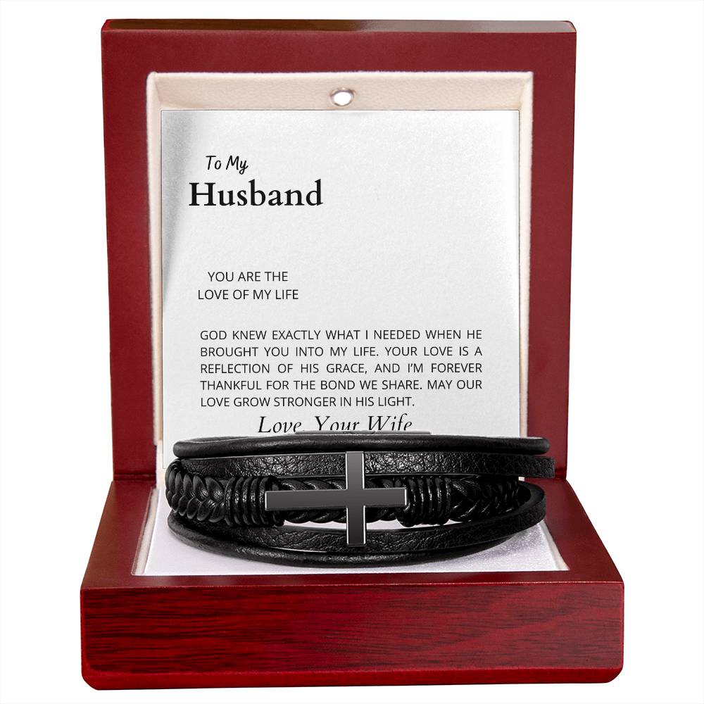 To My Husband, The Love of My Life | Cross Bracelet | Romantic Gift for Any Occasion | Gift from Wife to Husband