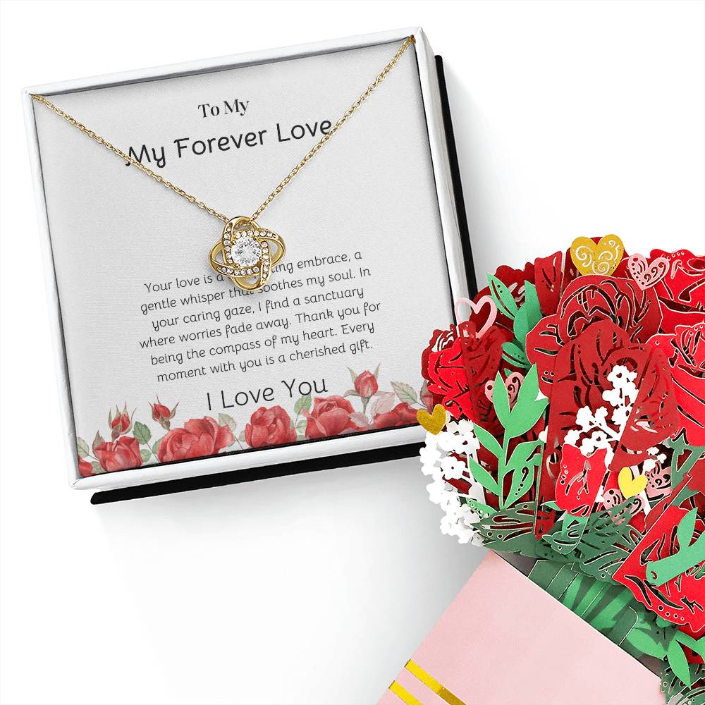 Love Knot Necklace with Flower Bouquet | Elegant Gift Set for Her - SOUVMOUR