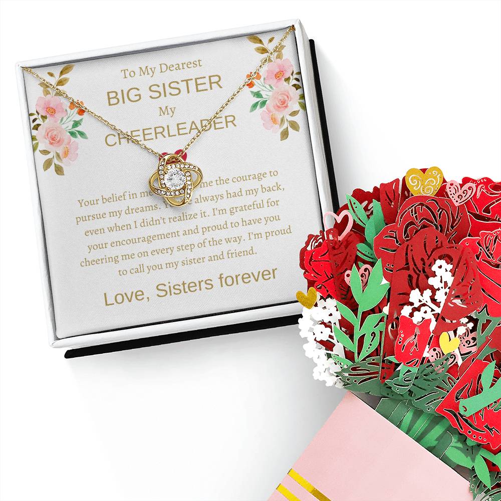 To My Sweet Little Sister – Love Knot Necklace & Flower Bouquet