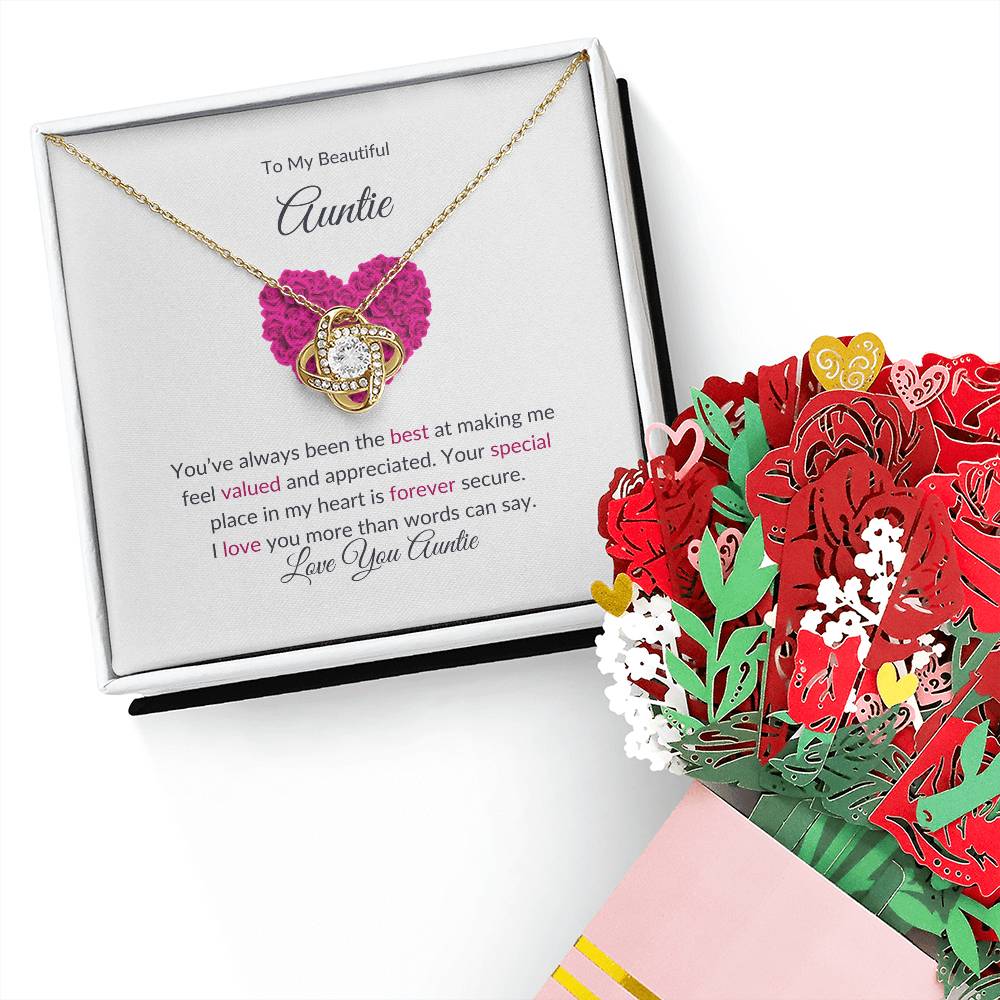 Elegant Love Knot Necklace and Flower Bouquet Gift Set For Aunt - SOUVMOUR