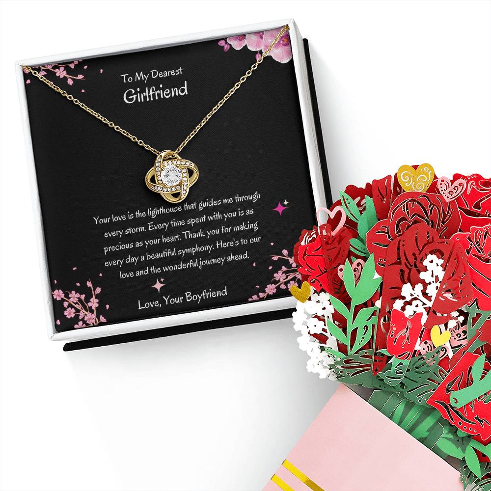 Romantic Gift | Love Knot Necklace + Flower Bouquet for Her - SOUVMOUR