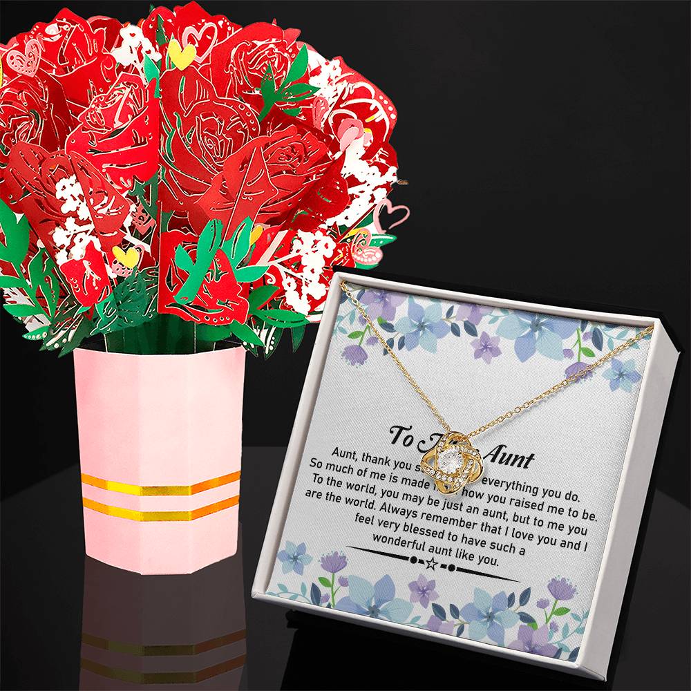 To My Amazing Aunt Heartfelt Necklace and Flower Bouquet Gift Bundle | With Deepest Gratitude - SOUVMOUR